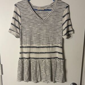 Altar'd State Black and White Striped Peplum Top